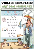 Vorschau - Arbeitsblätter - Vokale einsetzen "Auf dem Spielplatz" DaZ / DaF / Deutsch - Deckblatt