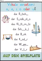 Vorschau - Arbeitsblätter - Vokale einsetzen "Auf dem Spielplatz" DaZ / DaF / Deutsch - Seite 1