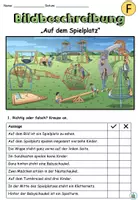 Vorschau - Arbeitsblätter - Bildbeschreibung "Auf dem Spielplatz" dreifach differenziert - DaZ / DaF / Deutsch - Seite 1