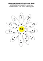 Vorschau - Arbeitsblätter - Zahlen-Blume: Addieren von 10 bis 100 - Deckblatt