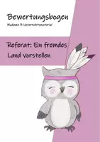 Vorschau - Test - Bewertungsbogen: Referat "fremde Länder vorstellen" - Deckblatt