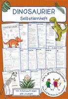 Vorschau - Unterrichtsreihen - Dinosaurier - Selbstlernheft / Stationen mit Bildkarten - Deckblatt