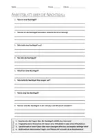 Vorschau - Arbeitsblätter - AB mit Fragen zum Thema "Nachtigall" + Lösungsblatt - Deckblatt