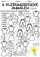 Vorschau - Arbeitsblätter - Zahlen kennenlernen - Zahlenraum 1-10 - Kleidungsstücke - Seite 3