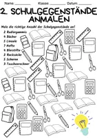 Vorschau - Arbeitsblätter - Zahlen kennenlernen - Zahlenraum 1-10 - Schulgegenstände - Seite 2