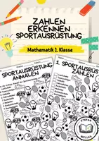 Vorschau - Arbeitsblätter - Zahlen kennenlernen - Zahlenraum 1-10 - Sportgegenstände - Deckblatt