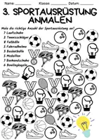 Vorschau - Arbeitsblätter - Zahlen kennenlernen - Zahlenraum 1-10 - Sportgegenstände - Seite 3