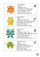 Vista previa - Hojas de trabajo - monster biography - Descripción y biografía - página 1