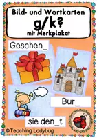 Vorschau - Präsentationen/Tafelbilder - Tafelmaterial - g oder k? (24 Bild- und Wortkarten) - Deckblatt