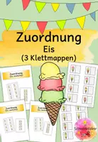 Vorschau - Fördermaterial/Inklusion - Klettmappe, Eiskugeln, Zuordnung, Pränumerik, TEACCH, Eis, Förderschule - Deckblatt