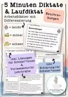 Vorschau - Arbeitsblätter - 5 Minuten Diktate und Laufdiktate "Beschreibungen" mit Differenzierung #3 FrauCuppaTea - Deckblatt