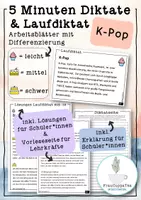 Vorschau - Arbeitsblätter - 5 Minuten Diktate und Laufdiktate "K-Pop" mit Differenzierung #7 FrauCuppaTea - Deckblatt