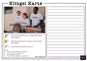 Vorschau - Arbeitsblätter - Kreativer Schreibimpuls - Bildbeschreibung Klingel Karten FrauCuppaTea - Seite 3