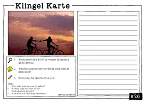 Vorschau - Arbeitsblätter - Kreatives Schreiben - Impulse zur Bildbeschreibung Klingel Karten 26-50 FrauCuppaTea - Seite 1
