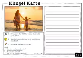 Vorschau - Arbeitsblätter - Kreatives Schreiben - Impulse zur Bildbeschreibung Klingel Karten 51-75 FrauCuppaTea - Seite 1