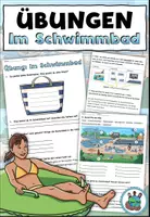 Vista previa - Hojas de trabajo - Ejercicios mixtos "Im Schwimmbad" Verano - Alemán - Portada