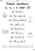 Vorschau - Arbeitsblätter - Vokale einsetzen "Im Schwimmbad" DaZ / DaF / Deutsch - Seite 2
