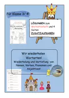 Vorschau - Arbeitsblätter - Lösungen und Zusatzaufgaben Wortarten - Deckblatt
