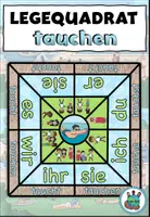 Vista previa - Tarjetas / Manipulativos - Legequadrat Verben "tauchen" Im Schwimmbad - Alemán - Portada