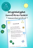 Vorschau - Arbeitsblätter - Sommerferien-Gedicht "Ferienfreude" (Zeugnisbeigabe) - Deckblatt