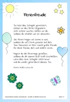 Vorschau - Arbeitsblätter - Sommerferien-Gedicht "Ferienfreude" (Zeugnisbeigabe) - Seite 1