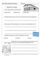 Vorschau - Arbeitsblätter - Quiz zum Alte Griechen Check (Checker-Reportage) mit Lösung - Deckblatt