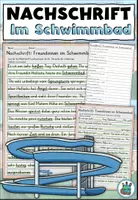 Vorschau - Arbeitsblätter - Nachschrift "Freundinnen im Schwimmbad" mit Knickdiktat und Lückentext DaZ / DaF / Deutsch - Deckblatt
