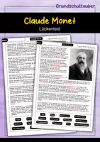 Vorschau - Arbeitsblätter - Claude Monet Lückentext mit Lösung - Deckblatt