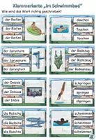 Aperçu - Jeux - Carte à agrafer Orthographe "Im Schwimmbad" Allemand / Deutsch - Page 2