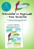 Vorschau - Arbeitsblätter - Artenvielfalt im Regenwald: Freie Recherche - Deckblatt