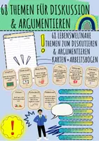 Vorschau - Arbeitsblätter - Diskussion / Argumentation / Erörterung : 68 Themen / Fragen ; argumentieren - Karten und Arbeitsbogen - Deckblatt