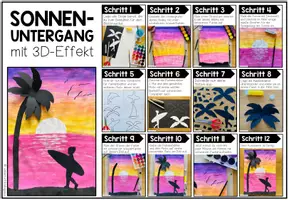 Vorschau - Stundenentwürfe - Sonnenuntergang - Kunstprojekt mit 3D-Effekt (fertig geplante Kunststunde) - Seite 3