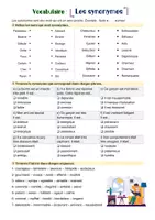 Aperçu - Feuilles d'exercices - Exercice de vocabulaire - Les synonymes - Page de couverture