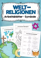 Vorschau - Arbeitsblätter - Weltreligionen Symbole Arbeitsblätter - Deckblatt