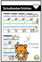 Vorschau - Aufgabenkarten - Schulbedarfsliste - Schulbedarf - Einkaufsliste Schulbeginn - Tigerklasse - Deckblatt