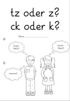 Vorschau - Arbeitsblätter - tz oder z, ck oder k - Übungsheft - Seite 1