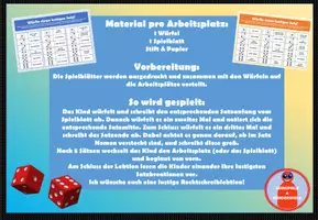 Vorschau - Stationenlernen - Groß-Kleinschreibung üben mit lustigen Sätzen, Würfelversion direkt einsetzbar - Seite 1