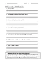Vorschau - Arbeitsblätter - AB mit Fragen zum Thema "Pop Art" + Lösungsblatt + Mindmap + Infografik - Deckblatt