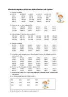 Vorschau - Arbeitsblätter - Aufgabenblatt Wiederholung der schriftlichen Multiplikation und Division - Seite 1