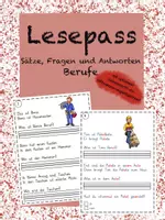 Vorschau - Arbeitsblätter - Lesepass Sätze, Fragen und Antworten Berufe Satzverständnis - Deckblatt