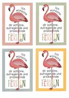 Vorschau - Mal- und Bastelvorlagen - Feriengruß Brause - Feriengeschenk Sommerferien Flamingo Geschenk - Seite 1