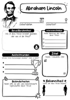 Vorschau - Arbeitsblätter - Abraham Lincoln Steckbrief - Berühmte Persönlichkeiten - Seite 1
