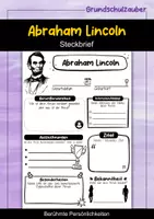 Vorschau - Arbeitsblätter - Abraham Lincoln Steckbrief - Berühmte Persönlichkeiten - Deckblatt