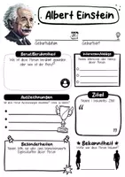 Vorschau - Arbeitsblätter - Albert Einstein Steckbrief - Berühmte Persönlichkeiten - Seite 1