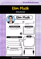 Vorschau - Arbeitsblätter - Elon Musk Steckbrief - Berühmte Persönlichkeiten - Deckblatt