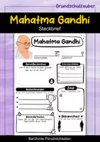 Vorschau - Arbeitsblätter - Mahatma Gandhi Steckbrief - Berühmte Persönlichkeiten - Deckblatt