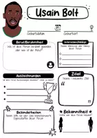 Vorschau - Arbeitsblätter - Usain Bolt Steckbrief - Berühmte Persönlichkeiten - Seite 1