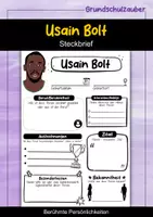 Vorschau - Arbeitsblätter - Usain Bolt Steckbrief - Berühmte Persönlichkeiten - Deckblatt