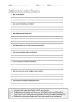 Vorschau - Arbeitsblätter - AB mit Fragen zum Thema "Puzzle" + Lösungsblatt - Deckblatt