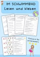 Vorschau - Arbeitsblätter - Im Schwimmbad, lesen und kleben, Leseverständnis - Deckblatt